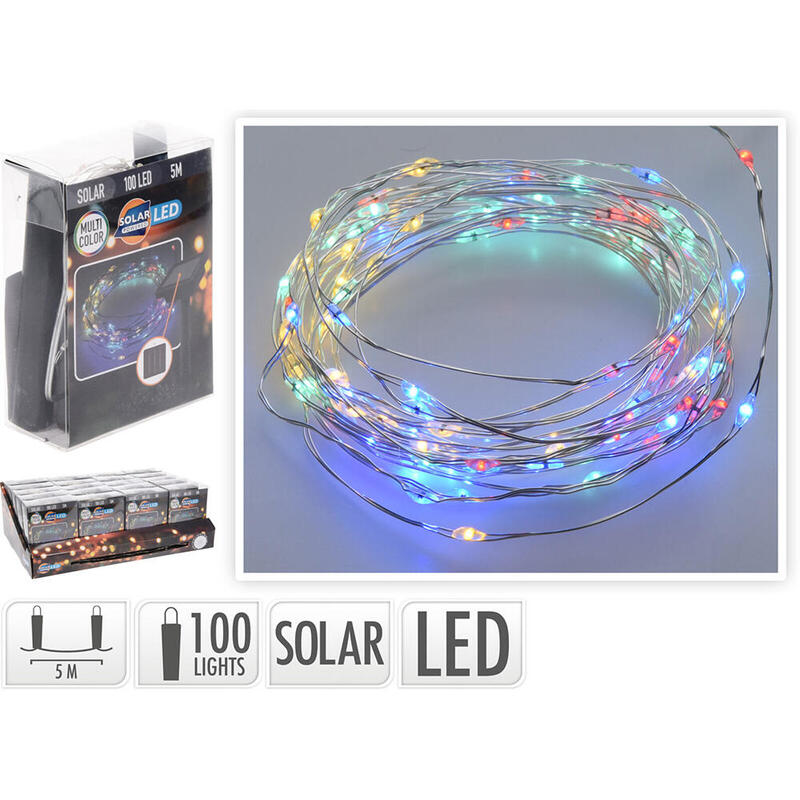 Garland Mled, Multicolour IP44, 100 Leds Solar, 5M. Basics