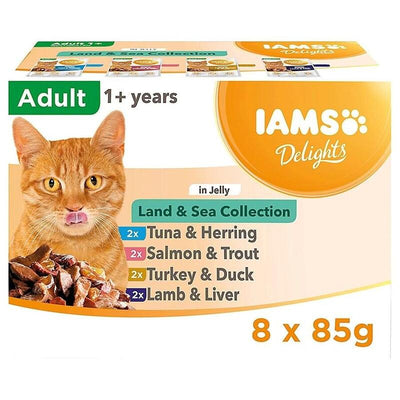 Iams Delights Land & Sea Collection In Jelly Box – Comida Húmeda Gato – 8X85G — image 1