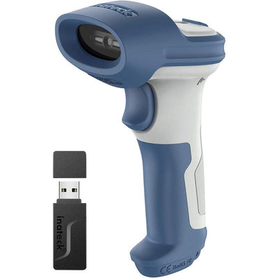 Inateck 2D/Qr Scanner Bluetooth 5.0 & 2.4GHZ White/Blue — image 1