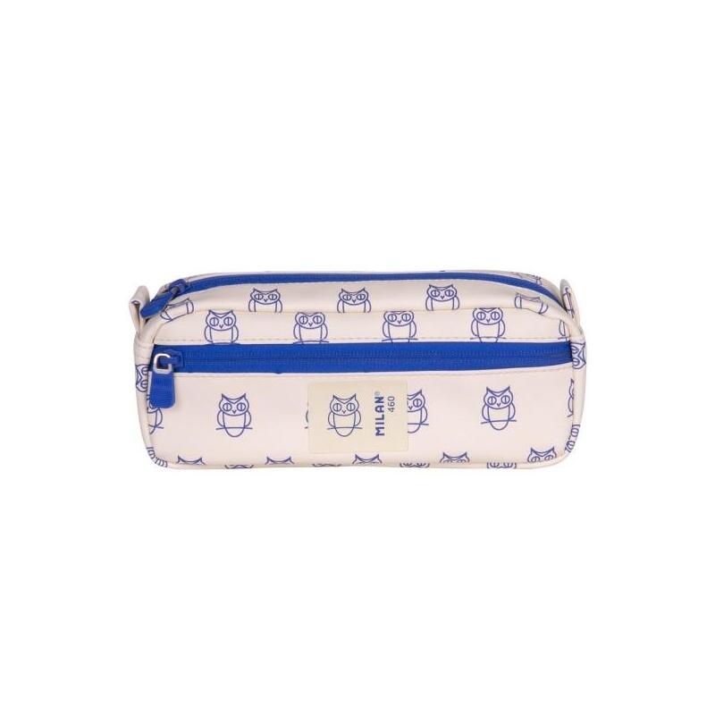 Milan Collection 460 Portatodo Rectangular - 2 Compartimentos With Zip - Beige/Blue