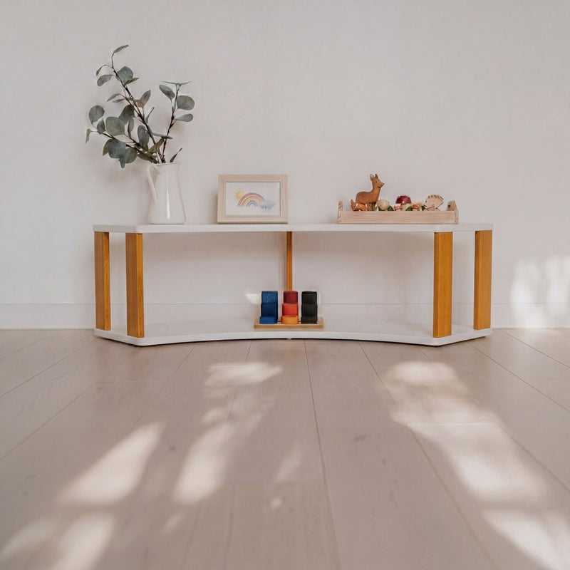 Modular Montessori Shelf Arch - 2 Shelves - White/brownish oil
