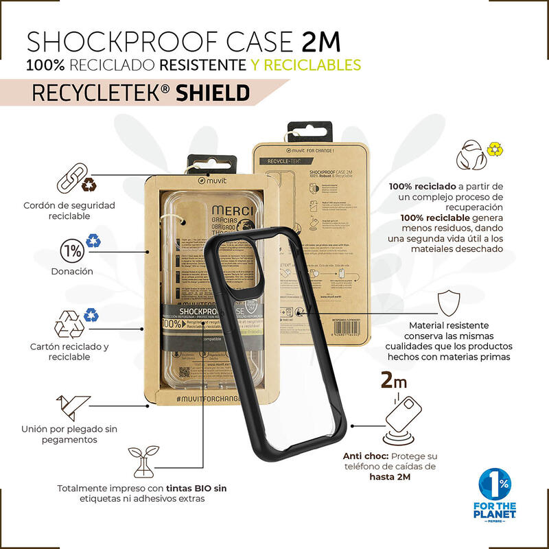 Muvit For Change Case Shockproof 2M Compatible With Apple Iphone 14 Pro Max. Transparent