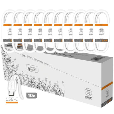 Tech One Tech Pack 10 Cables USB 2.0 Basik TEC2953 USB Male USB Type-c Male 1M White — image 1