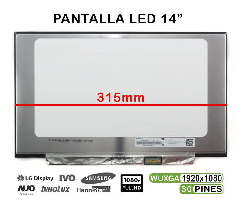 Screen LED Matte 14 Laptop Lenovo Chromebook E41 Ideapad S340 V14 Yoga 710 315MM FHD 30 Pines