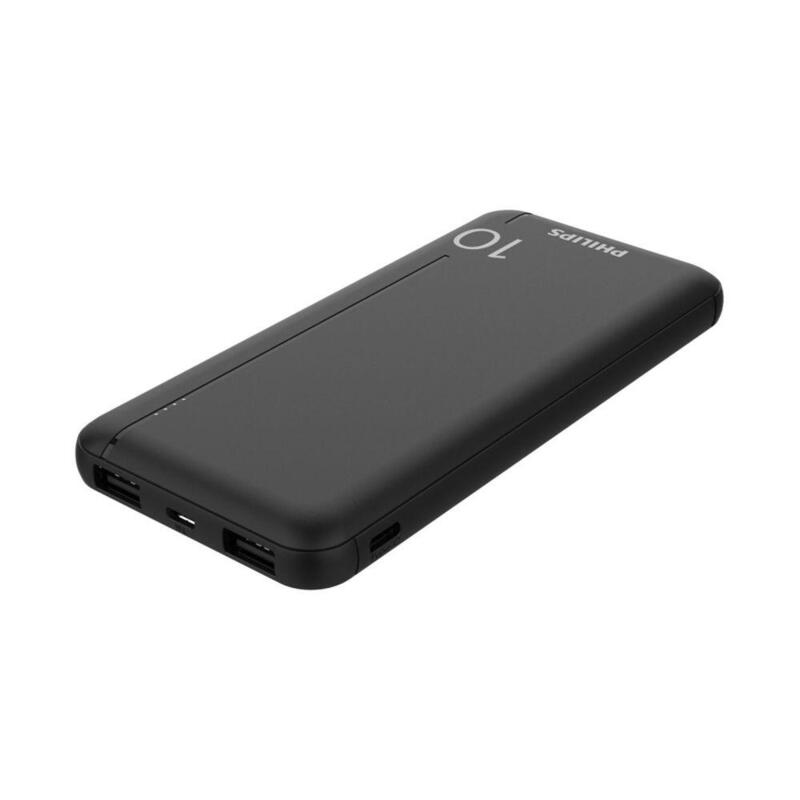 Philips Slim Powerbank 10000MAH With LED + Micro-usb Cable Black