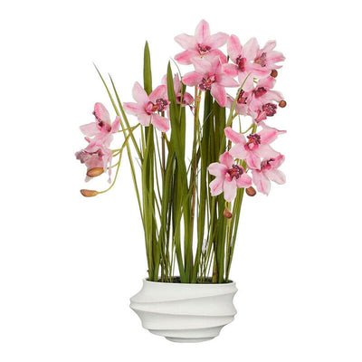 Planta Artificial Cymbidium Orquidea Barco Pink With Plant Pot — image 1