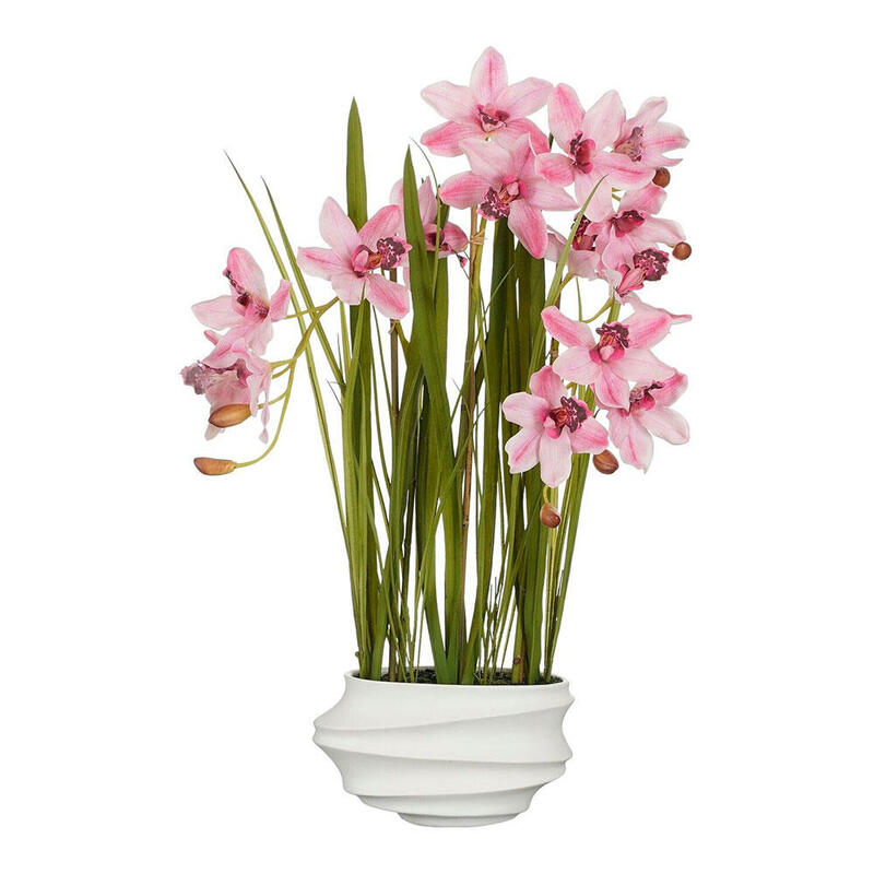 Planta Artificial Cymbidium Orquidea Barco Pink With Plant Pot