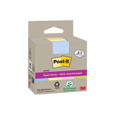 Post-it Super Sticky Pack 4 Blocs 70 Notas Adhesivas Recicladas - Forma Cuadrada - 76X76MM - Colours Surtidos — image 1