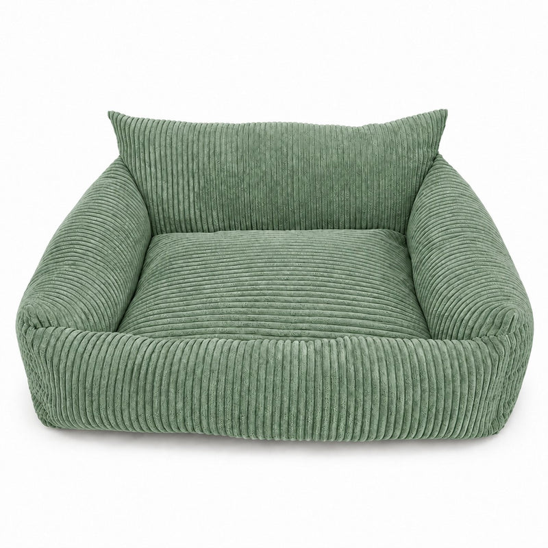 Lodie Corduroy Memory Foam Dog Sofa – Olive Green, M