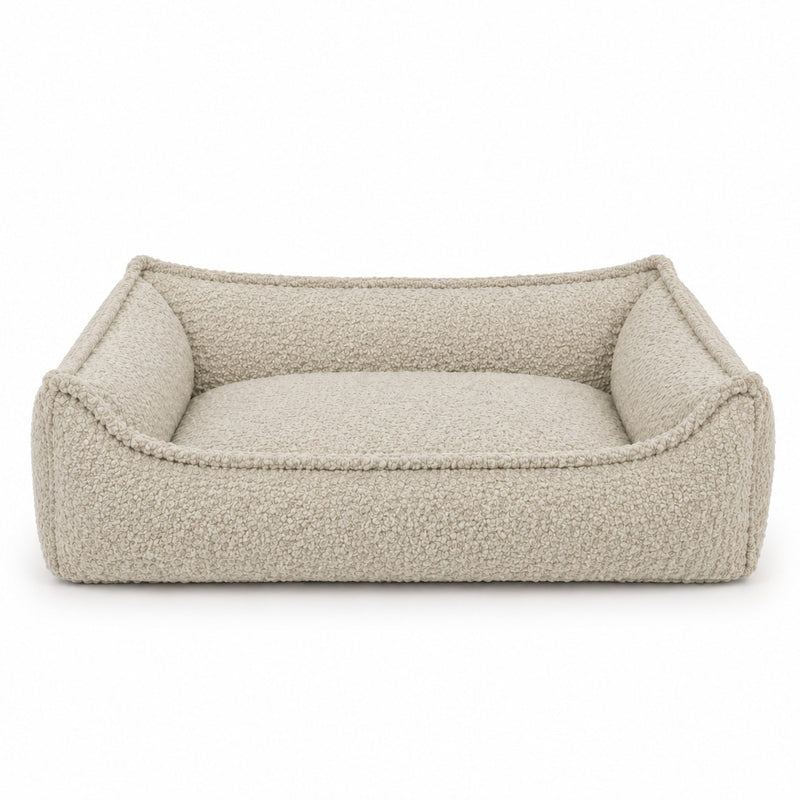 Nino Bouclé Dog Basket Bed with Removable Cover – Ecru, M