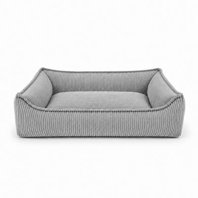 Nino Corduroy Memory Foam Dog Basket Bed – Cloud Grey, S