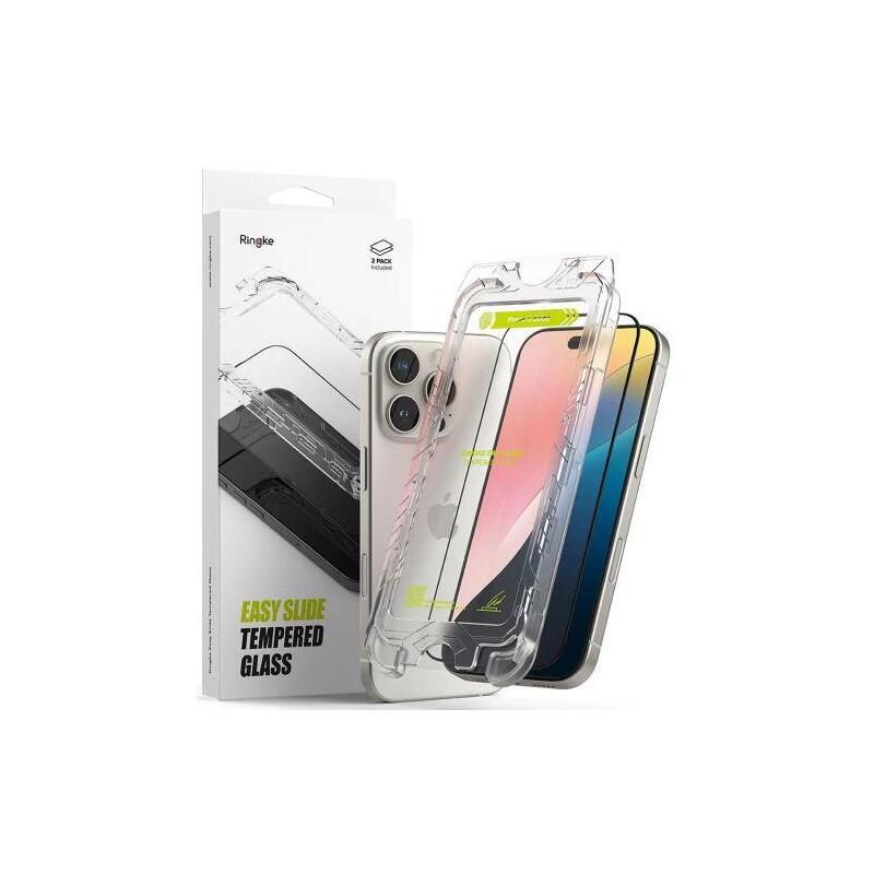 Ringke Iphone 16 Pro Max. Screen Protector Premium Easy Slide Tempered Glass 9H With Installation Jig (2PCS) T