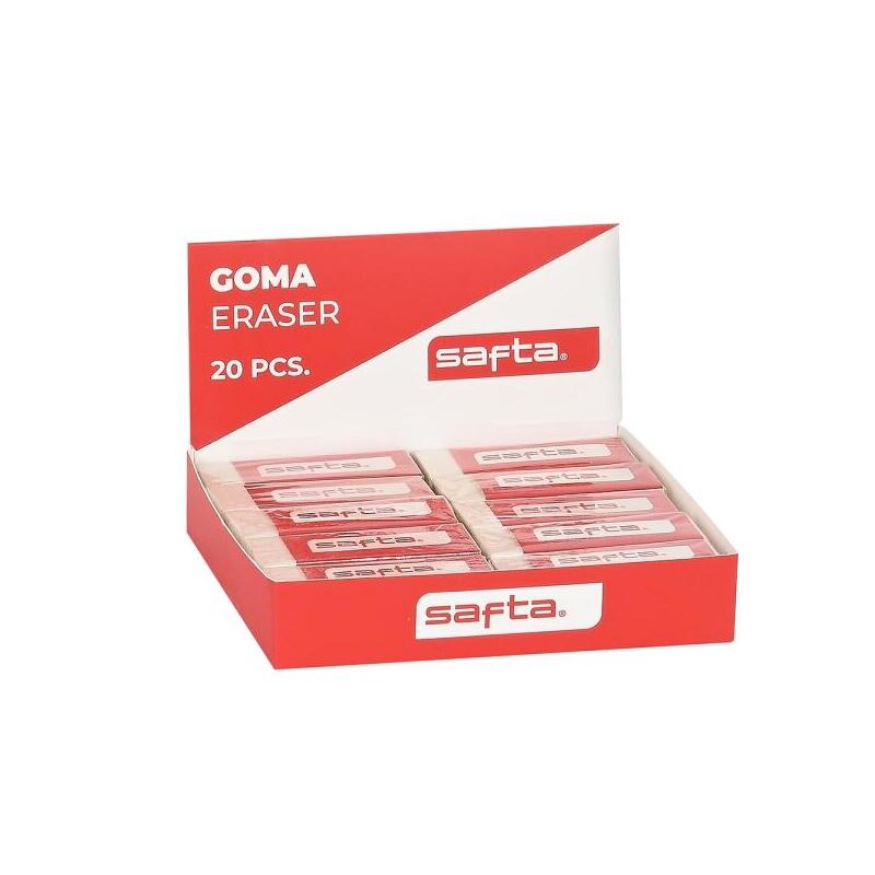 Safta Expositor With 20 Gomas - Pvc - Borrado Limpio - Soft Tacto - White