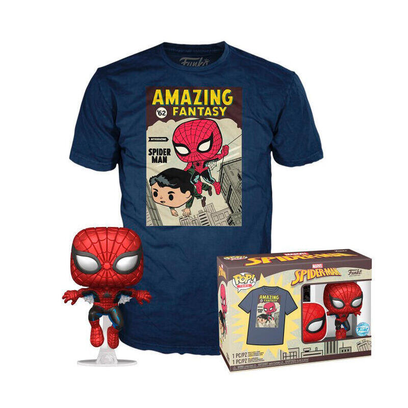 Set Figure Pop &38, Tee Marvel Spiderman Comic Cover Size XL
