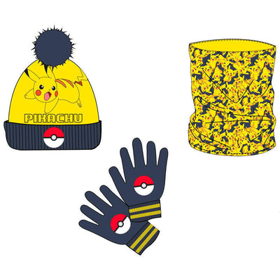Set Gorro Braga Cuello And Gloves Pikachu Pokemon — image 1