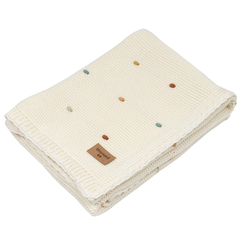 DOTSI Knitted Cotton Baby Blanket – 75 × 100 cm, Natural White