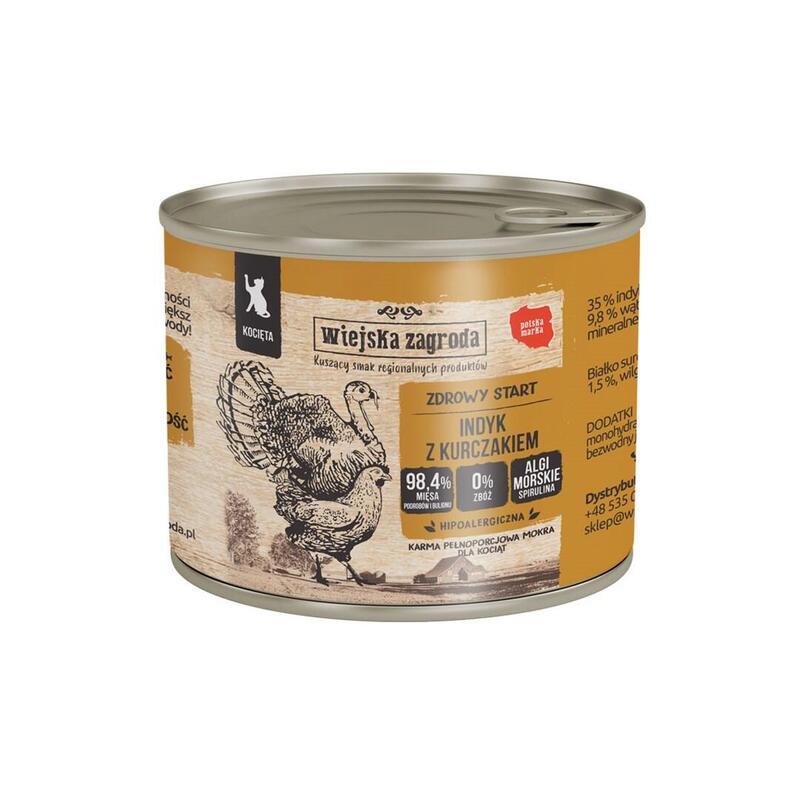 Wiejska Zagroda Turkey And Chicken For Kittens - Comida Húmeda Gatos - 200G