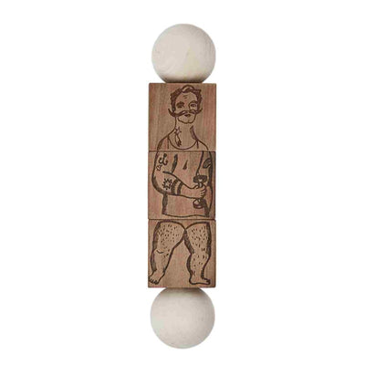 Commedia Dell'Arte Wooden Spinning Puzzle - Natural